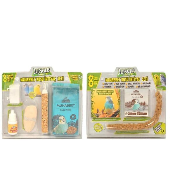 *JNG-034-Jungle Muhabbet Kuşu İhtiyaç Seti 4'lü Paket.