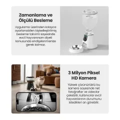 YDM AKILLI OTOMATİK ÇELİK TASLI KAMERALI MAMA KABI 4 LT