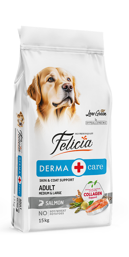 Felicia 15 Kg Kolajenli Somonlu Az Tahıllı M/Large Yetişkin Köpek Maması