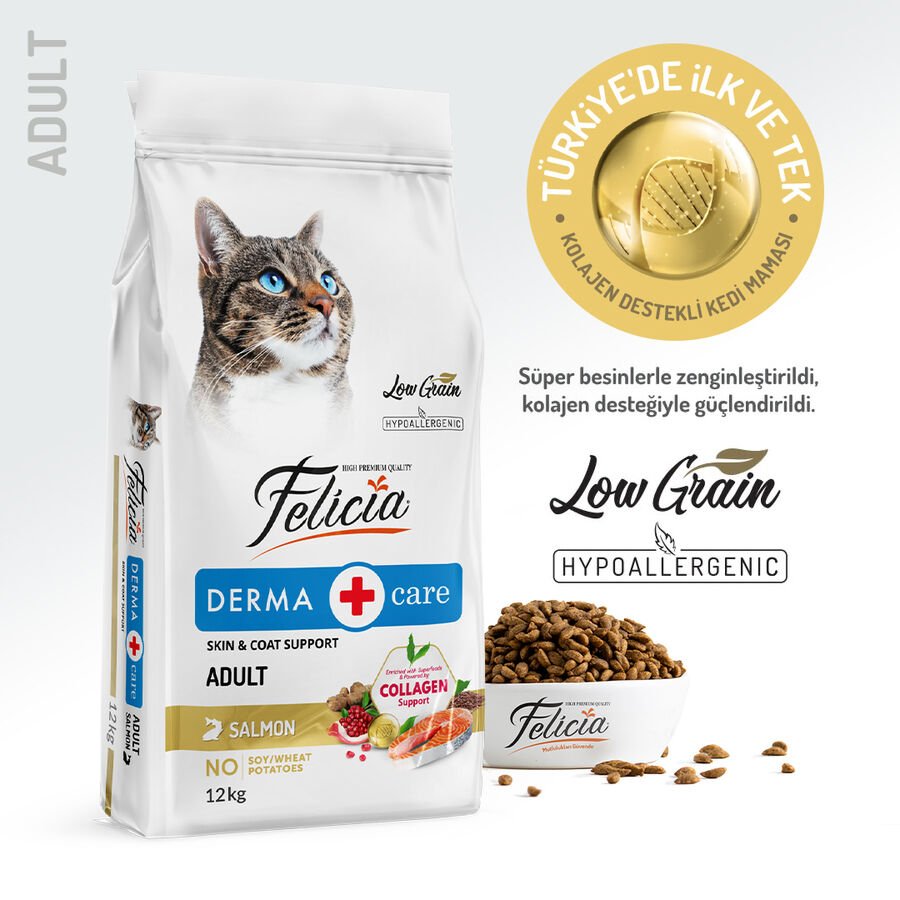 Felicia 12 Kg Kolajenli Somonlu Az Tahıllı Yetişkin Kedi Maması