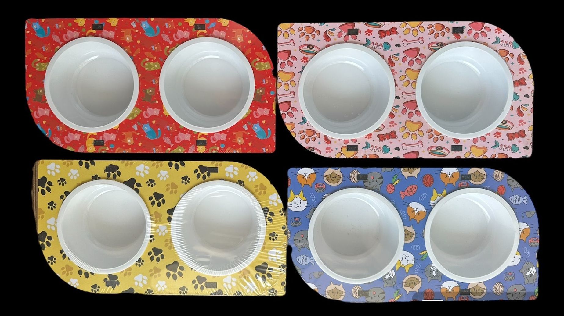 YA-003 Desenli Ahşap Mama Kabı 2'li