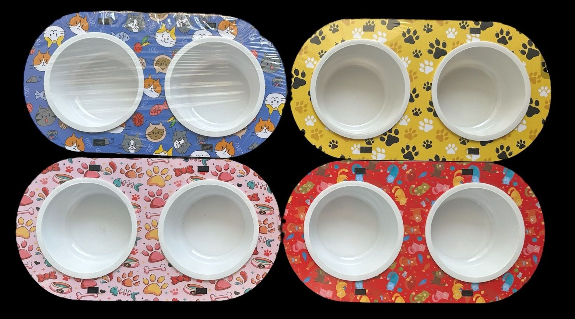 YA-004 Desenli Ahşap Oval Mama Kabı 2'li