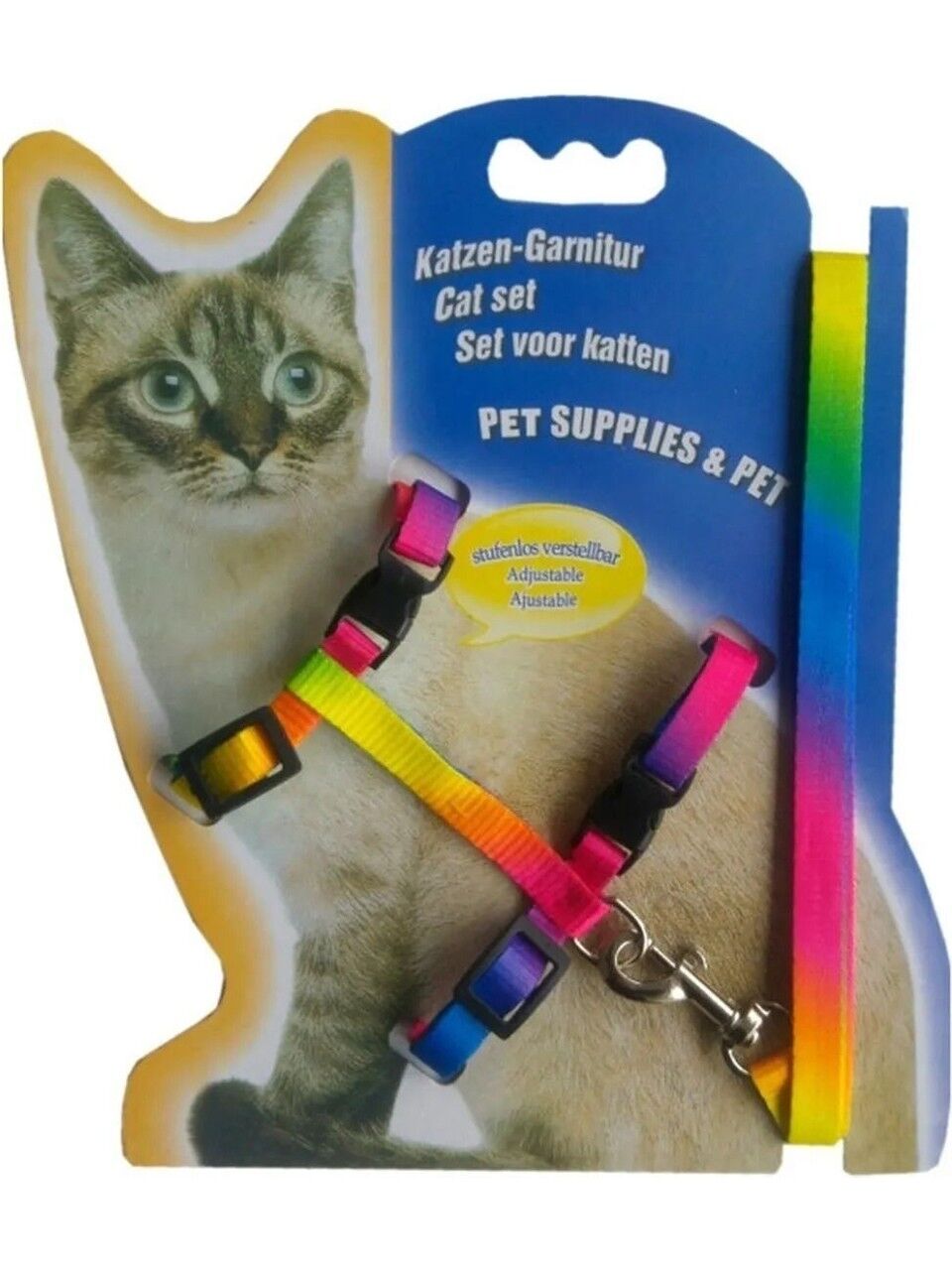 *65878-AlfCat Gögüs Tasması+Gezdirme Rainbow