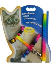 *65878-AlfCat Gögüs Tasması+Gezdirme Rainbow