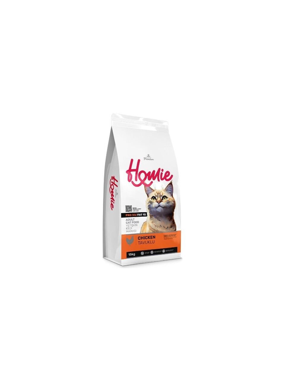 Homie Premium Düşük Tahıllı Tavuklu Yetişkin Kedi Maması 15 Kg