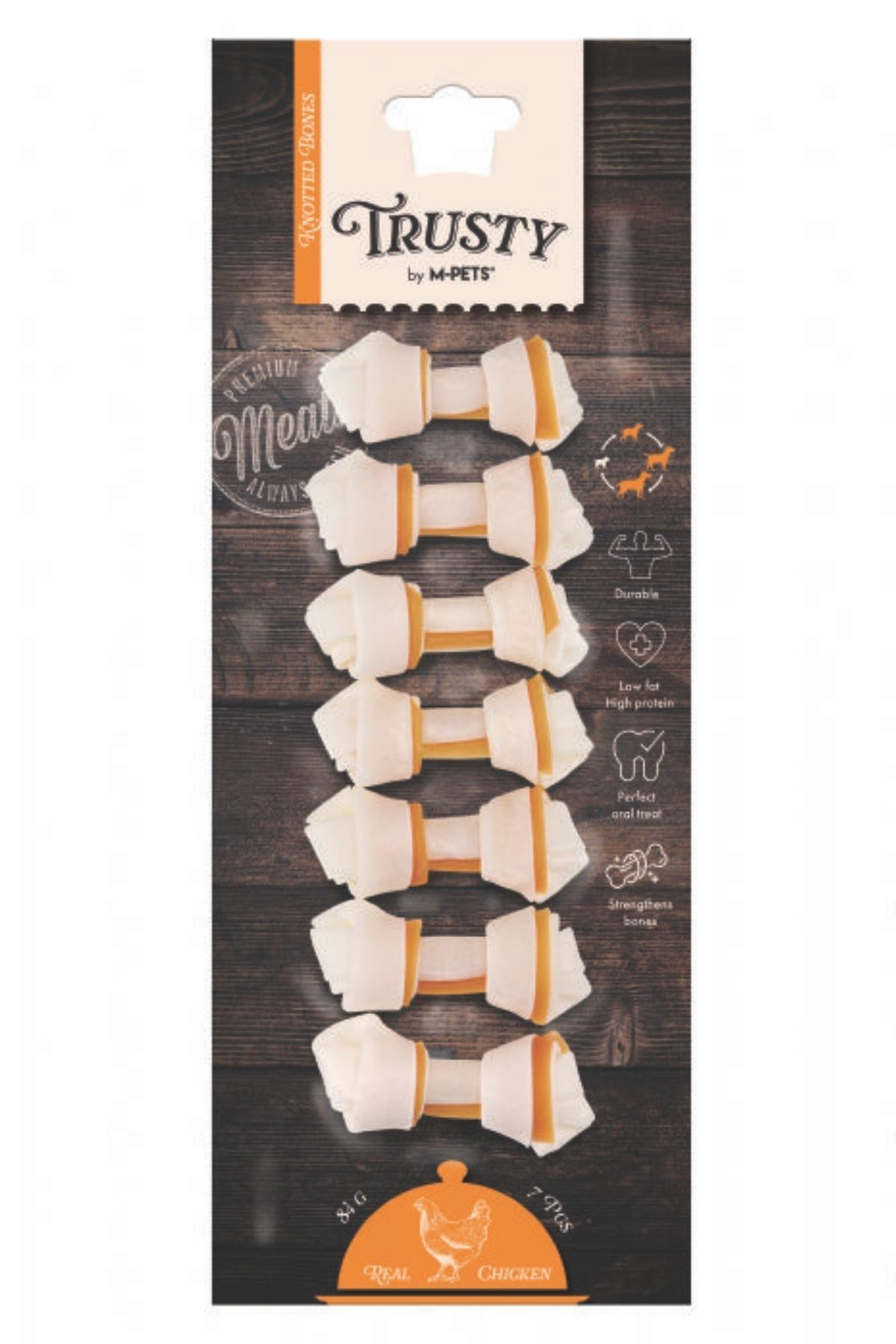 19046099 M-PETS TRUSTY CHICKEN DÜĞÜMLÜ KEMİK 7Lİ 84GR/6,4CM