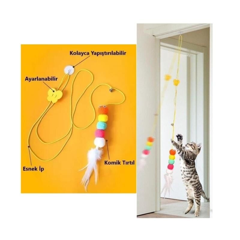 Tırtıl Model Elastik Kendinden Yapışkanlı Kedi Oyun Oltası