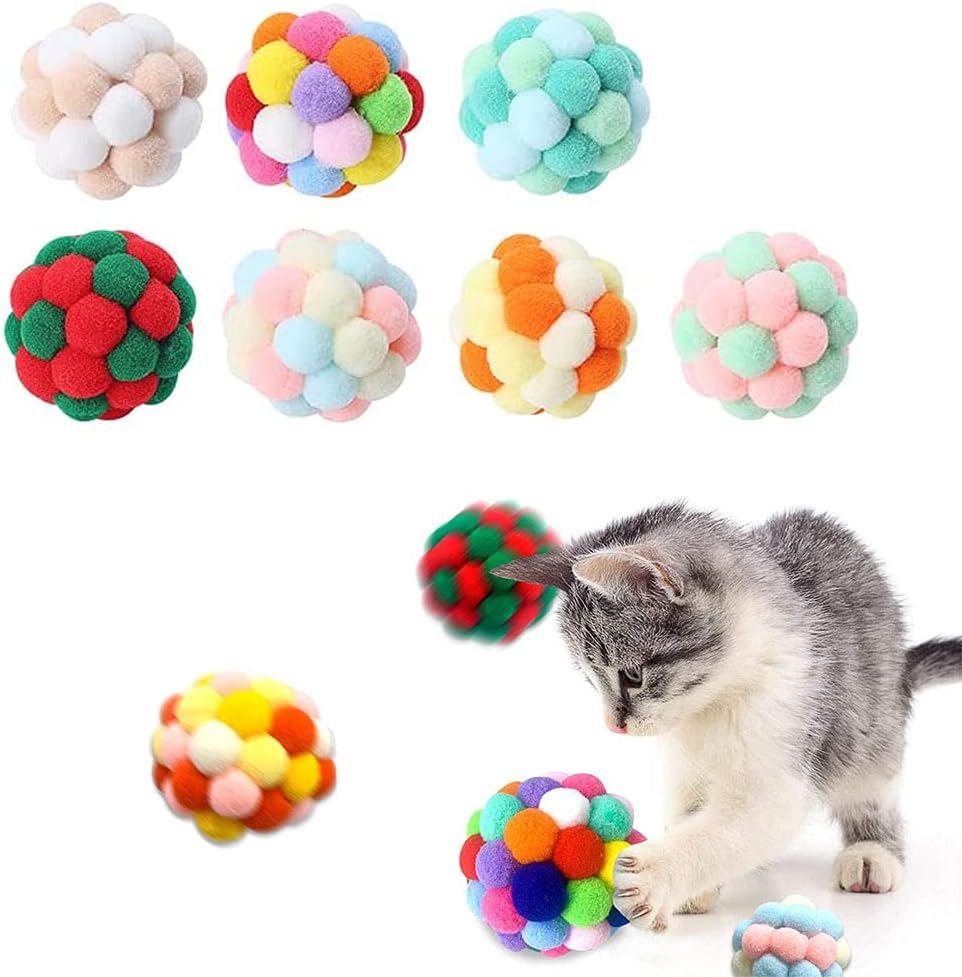 SDT-004 Renkli Ponpon Top Kedi Oyuncağı 5 cm 24'lü
