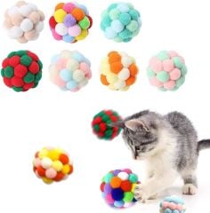 SDT-004 Renkli Ponpon Top Kedi Oyuncağı 5 cm 24'lü
