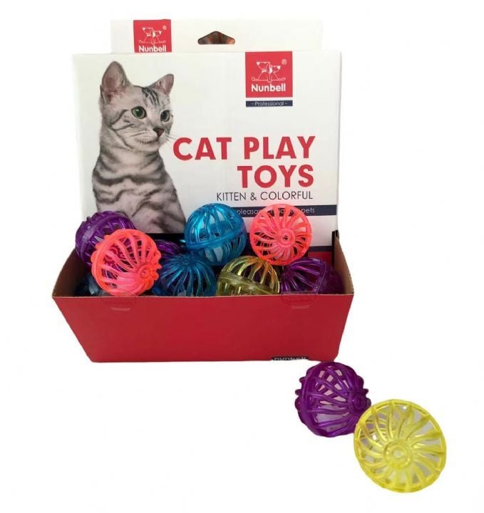525-7012-Nunbell Kedi Oyuncak Renkli Top 48'li