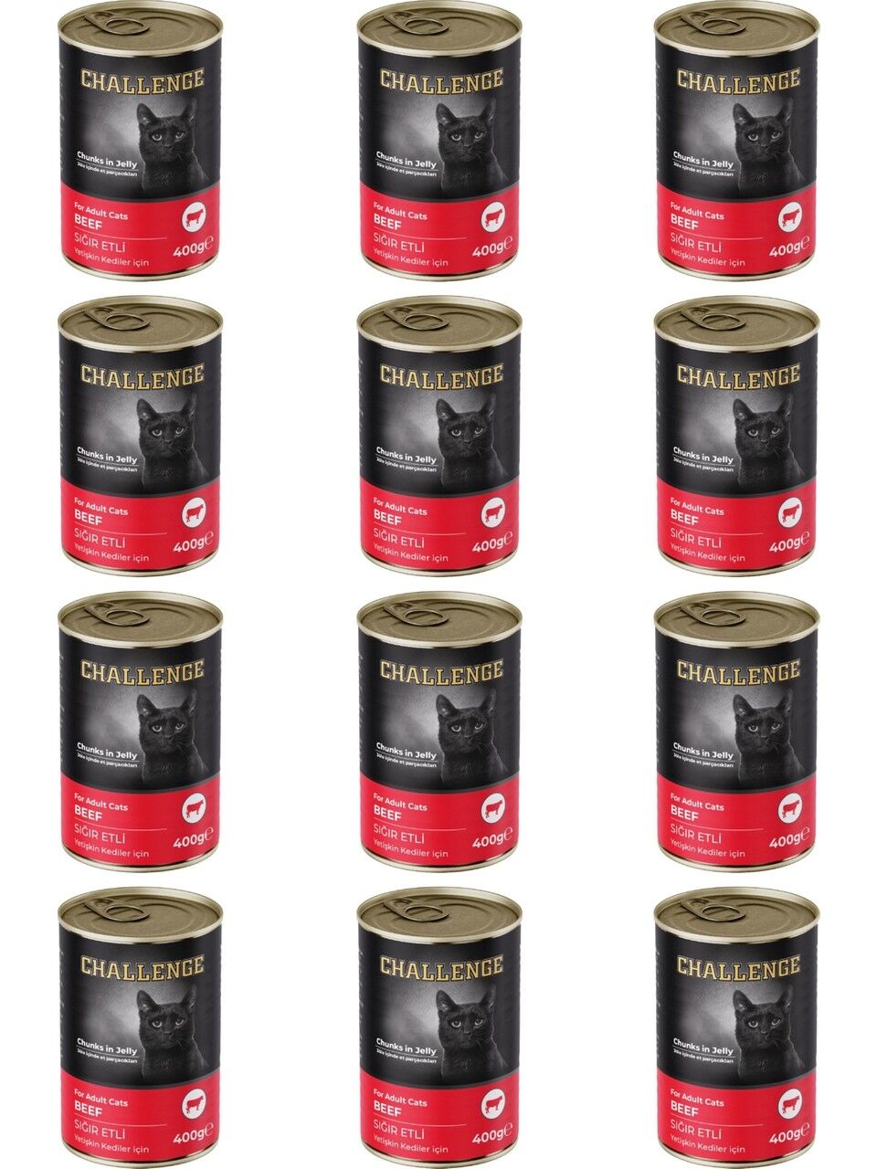 Challenge Jel Içinde Sığır Etli Yetişkin Kedi Konservesi 12x400 Gr