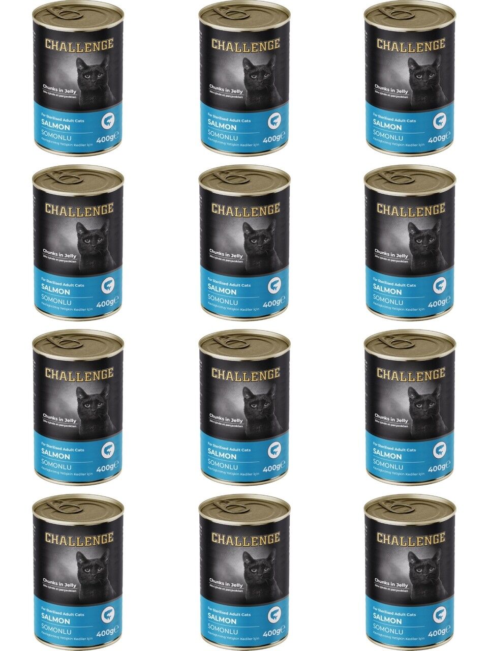 Challenge Jel Içinde Somonlu Yetişkin Kısır Kedi Konservesi 12x400 Gr