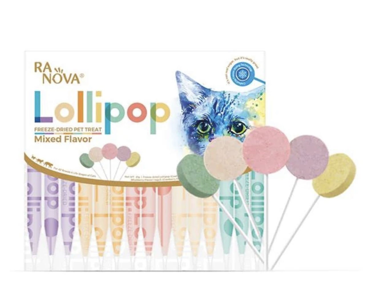 RNV-001 Ranova Kediler İçin Karışık Lezzetli Lolipop 1,4Gr*15’li