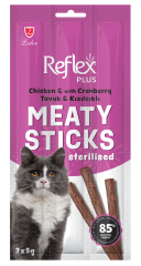 RFT-015 Reflex Cat Stick Plus Tavuklu ve Kızılcıklı Etli Kısırlaştırılmış Kedi Ödül Çubuğu 3x5G
