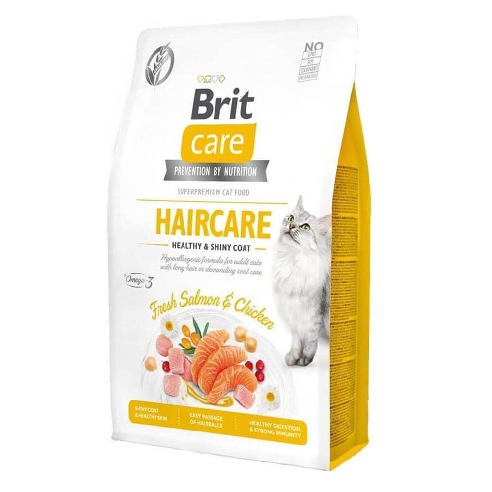BRIT CARE HAIRCARE HEALTHY SHINY TAHILSIZ TAVUK VE SOMONLU YETİŞKİN KEDİ MAMASI 2 KG