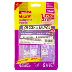 FRESHY MEOW Likit Tavuk Etli & Somon Balıklı Sıvı Kedi Ödülü 5'li (Tüy Yumağı Kontrolü)
