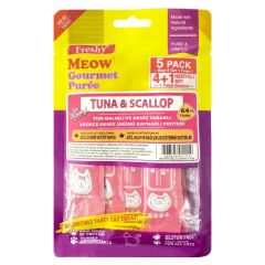 FRESHY MEOW Likit Ton Balıklı & Deniz Taraklı Sıvı Kedi Ödülü 5'li (%65 Ton Balığı) 10'lu Kutu