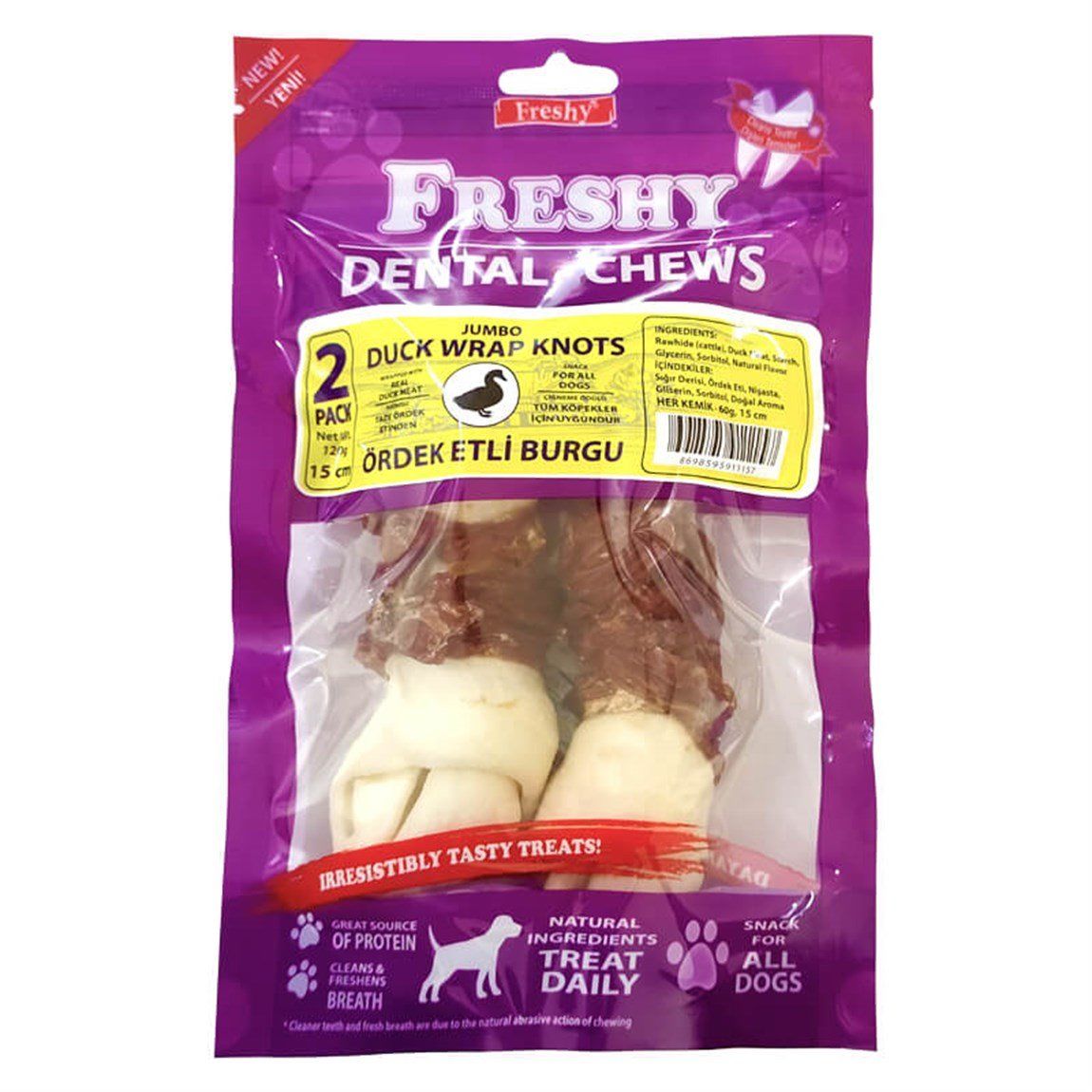 FR71 FRESHY Ördek Etli Burgu Kemik 2'li 15 cm (120 Gr.)