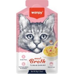 Wanpy Kediler İçin Karidesli Ton Balığı Eti Çorbası 50Gr. 12’li
