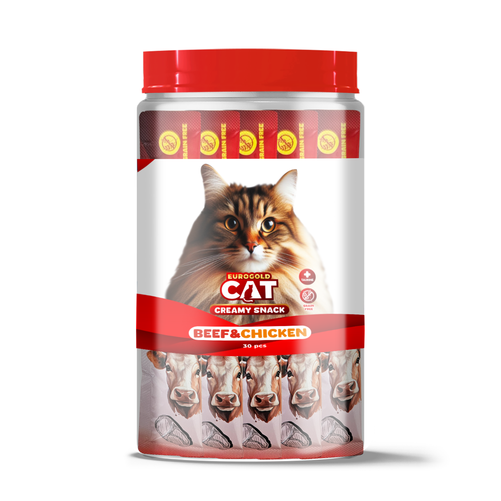 Eurogold Cat Sıvı Kedi Ödülü Dana-Tavuk 30x15 Gr.