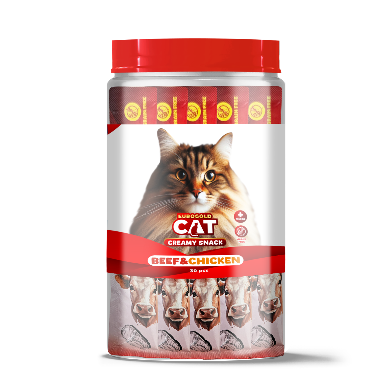 Eurogold Cat Sıvı Kedi Ödülü Dana-Tavuk 30x15 Gr.