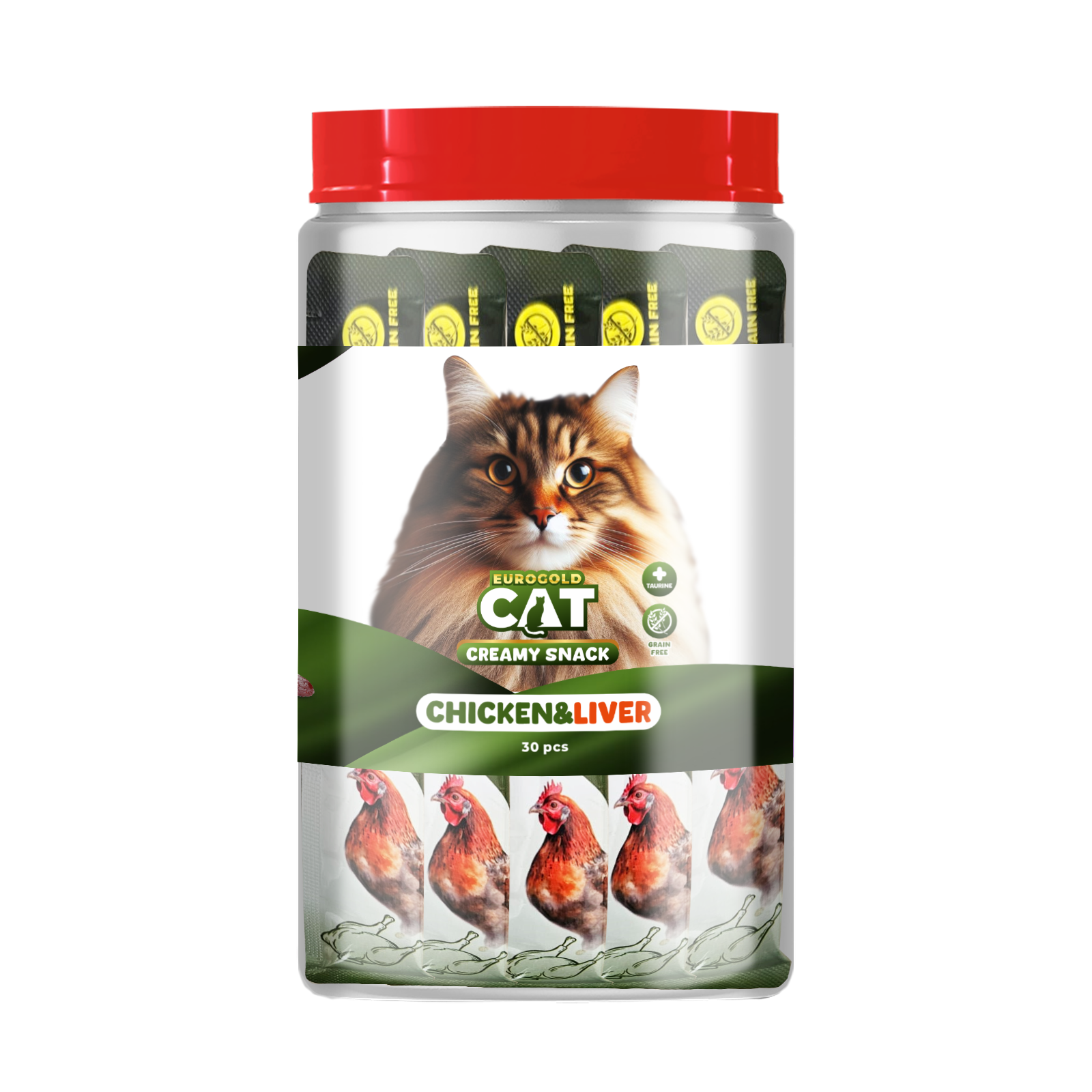 Eurogold Cat Sıvı Kedi Ödülü Tavuk-Ciğer 30x15 Gr.