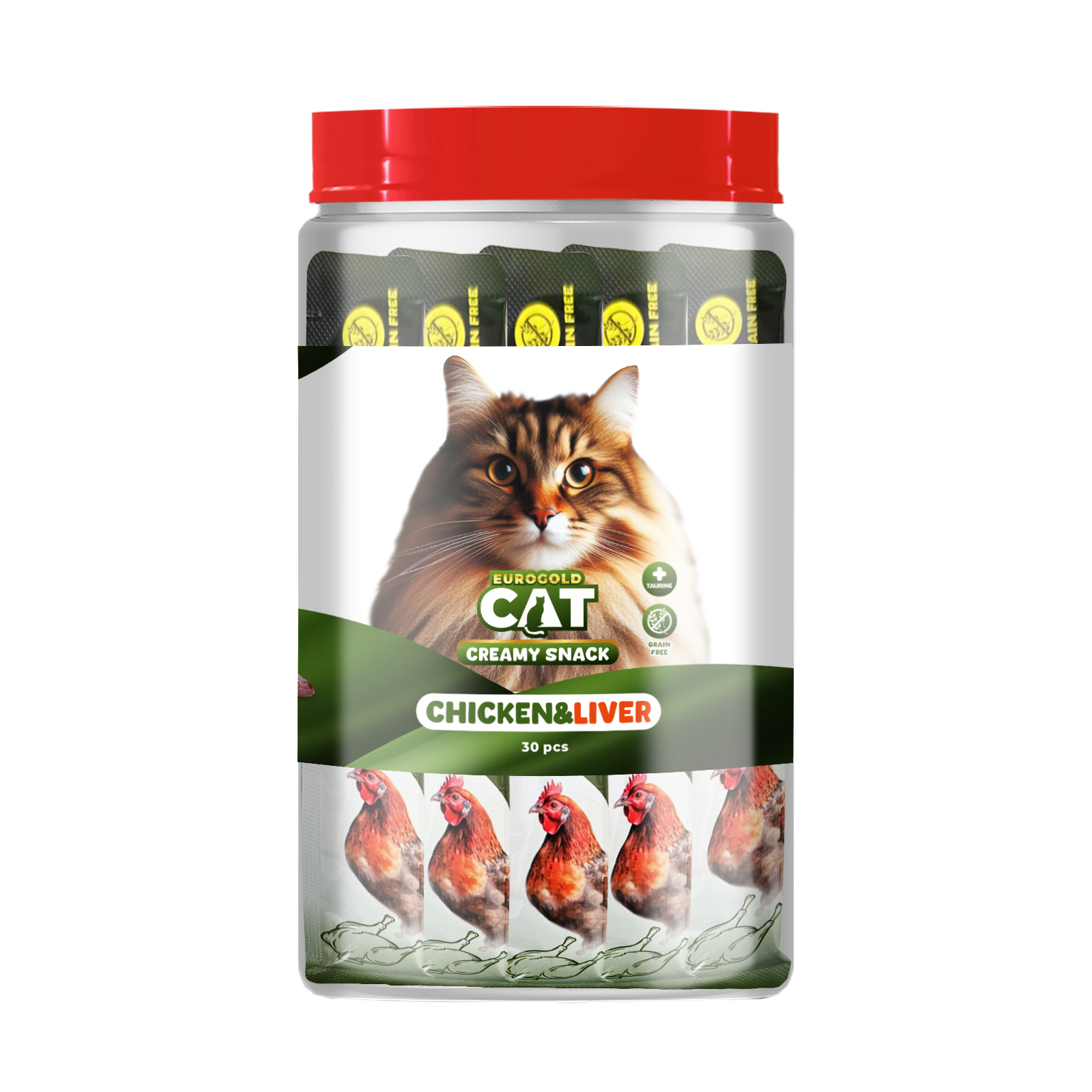 Eurogold Cat Sıvı Kedi Ödülü Tavuk-Ciğer 30x15 Gr.