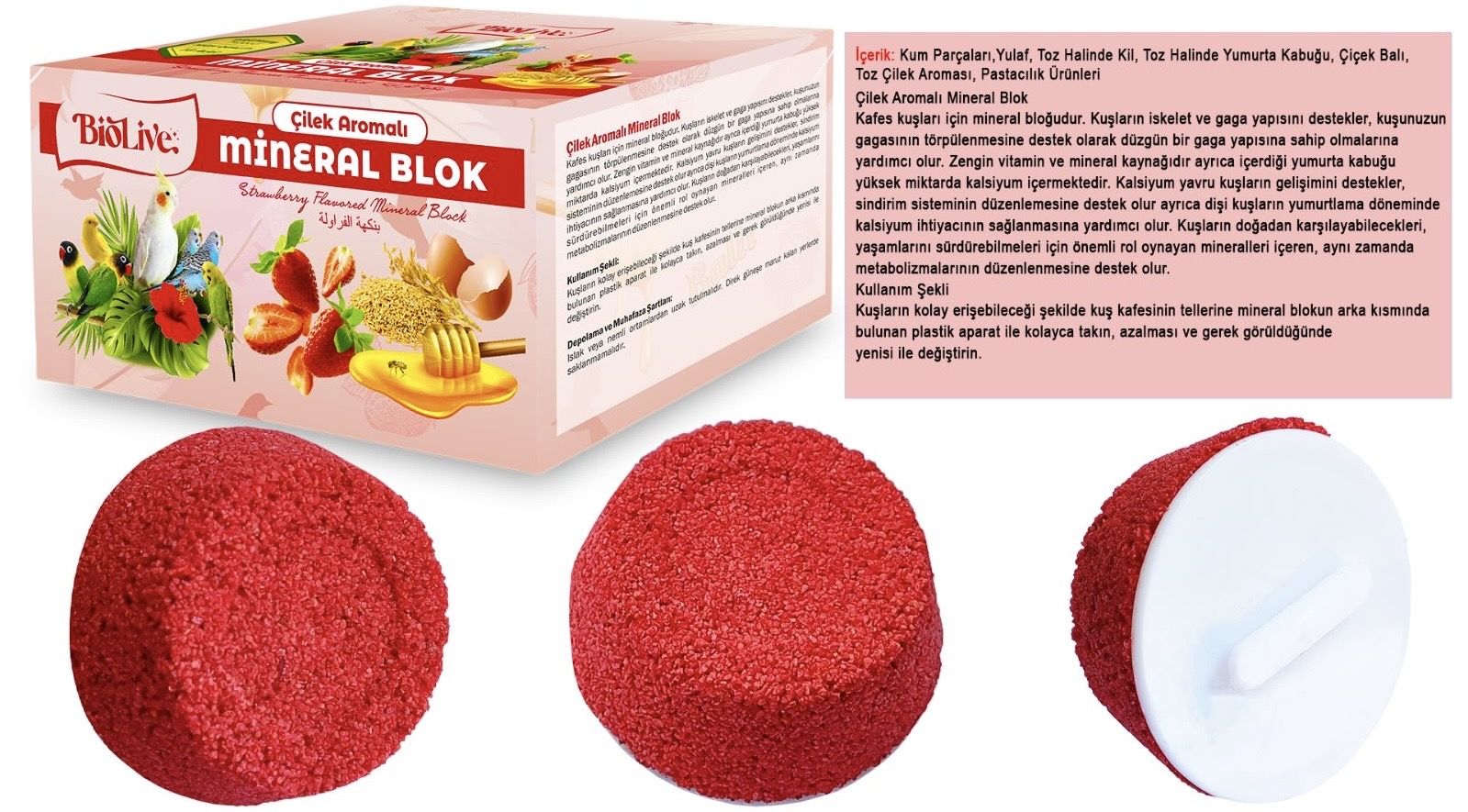BioLive Çilek Aromalı Mineral Blok 18’li