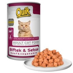 Quik Kedi Konservesi Biftek Sebze 415 Gr. 24'lü